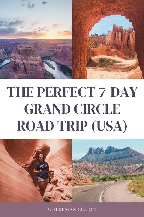 7 Day National Park Road Trip, Grand Canyon Camper Van, Grand Circle National Parks, Zion Bryce Arches Grand Canyon, Grand Canyon In November, Grand Canyon Bryce Zion, National Park Tour Road Trips, National Parks Grand Circle, Grand Canyon Zion Bryce Road Trip