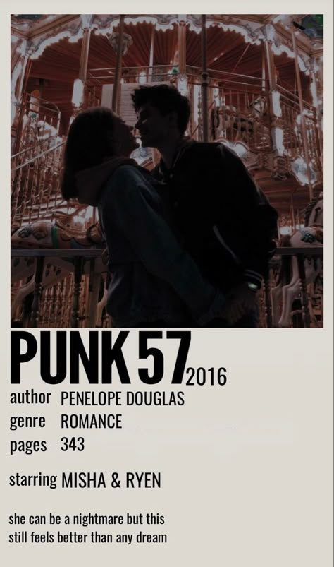 punk 57 minimalistic polaroid poster-aesthetic edit give credit if repost Nightfall Book, The Roomate, Punk 57, Minimalist Book, Book Poster, Penelope Douglas, Romance Books Quotes, Dark Romance Books, Inspirational Books To Read