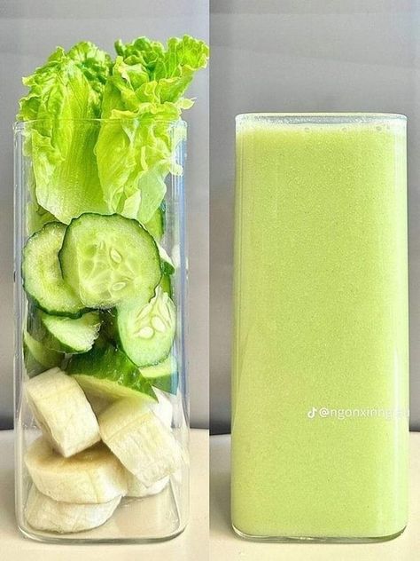 Precious naturalbeauty Banana Water, Breakfast Smoothies, Almond Milk, Lettuce, Cucumber, Health Tips, Smoothie, Natural Beauty, Almond