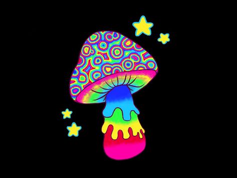 Neon Mushroom Painting, Mushroom Theme, Trippy Pictures, Art Collab, Doodle Bug, Mushroom Paint, Mushroom Pictures, Mushroom Drawing, Psychadelic Art