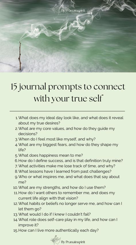 Connect to your true self through those 15 journal prompts.  #journalprompts #journaling #journalideas #selfawareness #selfgrowth #selfimprovement #personaldevelopment #growthjournalprompts Mirror Work Journal Prompts, Witch Journal Prompts, Fun Journal Prompts, Write Prompts, Crystal Chronicles, Witchy Diy, Christian Journal Prompts, Mindfulness Therapy, Journal Inspiration Writing