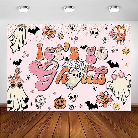 Avezano Let's Go Ghouls Backdrop Halloween Boo Bachelorette Party Decorations Boho Groovy Retro Hippie Theme Bridal Shower Wedding Engagement Party Photography Background Cake Table Banner (7x5ft) First Birthday Girl Halloween Theme, One Spooky Babe Birthday, October First Birthday Girl, Fourever Spooky, Spooky One First Birthday Girl, Halloween First Birthday Girl, First Birthday Background, Spooky One First Birthday, Background Cake