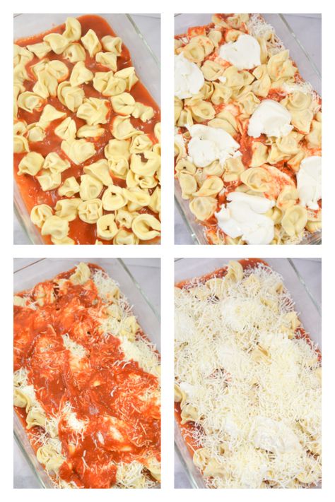 Quick and Easy Tortellini Bake - My Uncommon Slice of Suburbia Cheese Tortellini Bake Ground Beef, Tortellini Bake With Ricotta, Tortellini Lasagna Bake With Ricotta, Tortellini With Ricotta Cheese, Million Dollar Tortellini Bake, Tortellini Dump And Bake, Baked Frozen Tortellini, Tortellini Recipes No Meat, Easy Frozen Tortellini Recipes