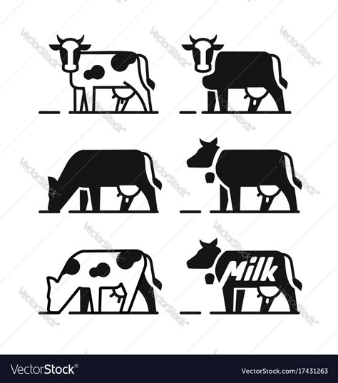 Chicken Vector, Cow Logo, Cow Tattoo, Cow Vector, Milk Packaging, Dairy Cow, Cartoon Clouds, Text Logo Design, Farm Logo