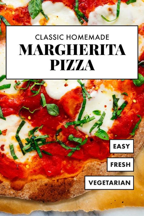 Make classic margherita pizza at home with this simple recipe! This Italian pizza is fresh, delicious and easy to make. #margheritapizza #italian #pizza #summer #cookieandkate Pizza Appetizer, Margherita Pizza Recipe, Cookie And Kate, Wheat Pizza Dough, Italian Diet, Pizza At Home, Italian Chopped Salad, Whole Wheat Pizza, Ninja Recipes