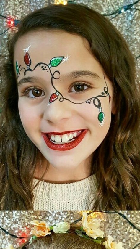 Christmas Body Painting, Face Paint Christmas, Xmas Makeup, Christmas Face Painting, Cheek Art, Easy Makeup Ideas, Paint Christmas, Face Painting Easy, Winter Face