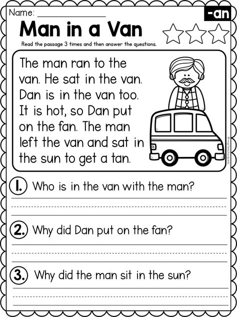 Word Family Reading Comprehension, Family Reading Comprehension, An Words, An Word Family, Fall Reading Comprehension, Phonics Passages, Word Family Reading, Phonics Reading Passages, First Grade Reading Comprehension