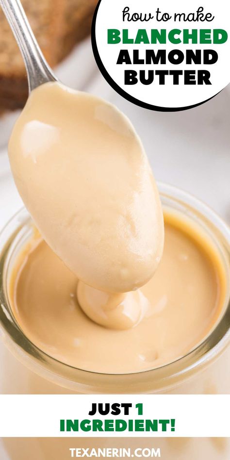 Blanched Almond Butter - Texanerin Baking How To Make Almond Butter, Almond Butter Recipe, Virgin Diet, Almond Frosting, Nut Butter Recipes, Homemade Almond Butter, Raw Almond Butter, Almond Butter Recipes, Keto Treats