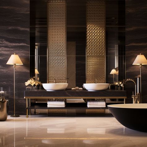 Bathrooms | Fancy House Design in Dubai Furniture In Bathroom, Luxury Minimalist Interior, Washroom Designs, Long Vanity, Symmetrical Balance, Beautiful Master Bathrooms, Dream House Living Room, Bathroom Cabinetry, Contemporary Bathroom Designs