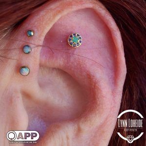 Forward Helix | Amato Fine Jewelry & Body Piercing Triple Forward Helix Piercing, Triple Helix Piercing, Triple Forward Helix, Triple Helix, Ear Stacks, Forward Helix Piercing, Hair And Makeup Inspiration, Forward Helix, Piercing Inspo