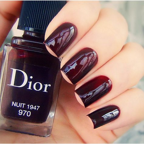 Dior Nuit Dior Nail Polish, Dior Nails, Aesthetic Products, Bee Nails, Hand Nails, Cute Nail Polish, Polished Nails, Nail Shimmer, Nail Colours