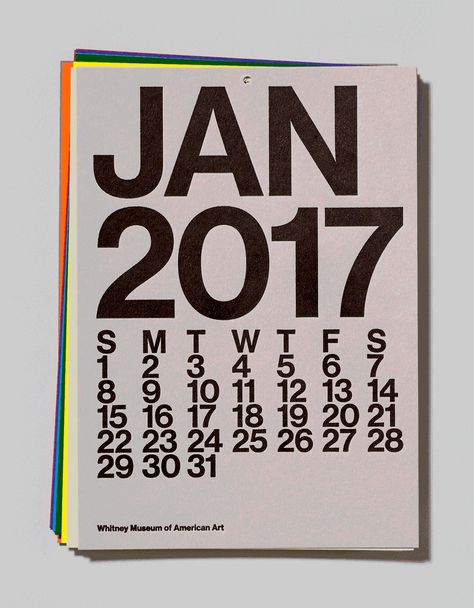 2017 Letterpress Calendar Produced exclusively for the Whitney Shop. Photograph by Jens Mortensen. Graphic Calendar Design, Typography Calendar Design, Calendar Layout Ideas, Calendar Animation, Calendar Graphic Design, Calendar Poster Design, Graphic Design Calendar, Handmade Calendar, Calendar Design Layout