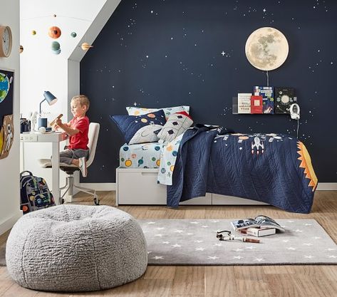 Boys Space Room, Boys Space Bedroom, Outer Space Bedroom, Bedroom Ideas Kids, Space Kids Room, Space Themed Bedroom, Toddler Boy Room, Space Kids, Big Kids Room