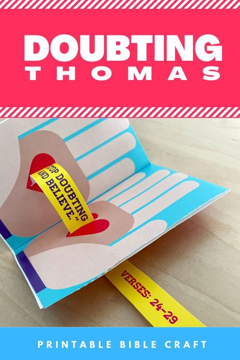 Tell the story of Doubting Thomas using this pop up paper craft that illustrates Jesus' words woven through his wounds. This is such an impactful + beautiful resource to tell this story to kids. Doubting Thomas Craft, Doubting Thomas, Tactile Learning, School Doors, Family Devotions, Kids Pop, Kids Ministry, Bible Crafts For Kids, Paper Printable