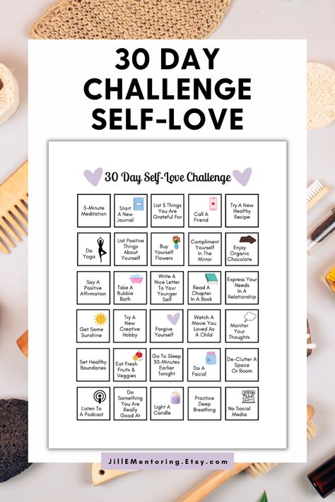 Schedule Self Care, Self Love Challenge, Challenge 30 Day, Hearts Printable, Self Care Challenge, Zero Wallpaper, Friends List, Heart Printable, Day Schedule