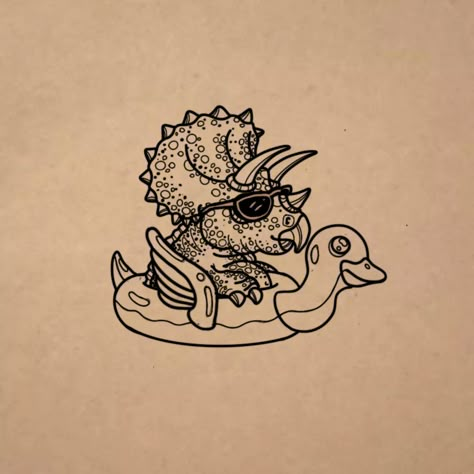 I will create stylized dinosaur drawings for your custom tattoo Dinosaur Tattoos Cute, Triceratops Tattoo Design, Pteranodon Tattoo, Funny Dinosaur Tattoo, Dinosaur Flash Tattoo, Fine Line Dinosaur Tattoo, Little Dinosaur Tattoo, Stylized Dinosaur, Dinosaur Drawing Sketch