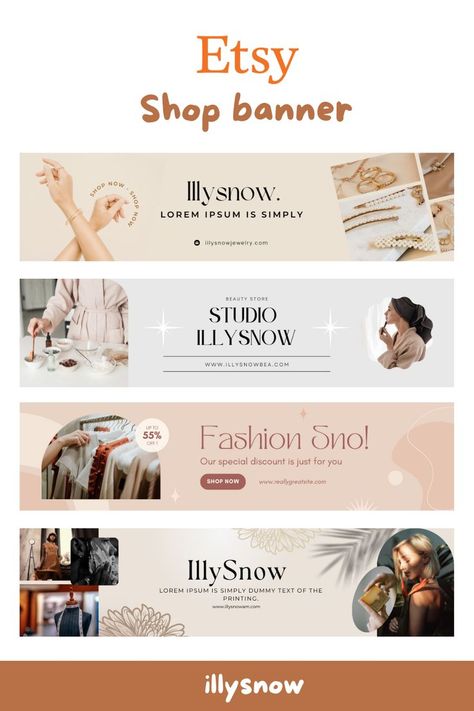 Ecommerce Design Inspiration, Shop Banner Design, Website Banner Design, Etsy Logo, Banner Design Layout, Etsy Branding, Youtube Banner Design, Desain Buklet, Etsy Shop Banner