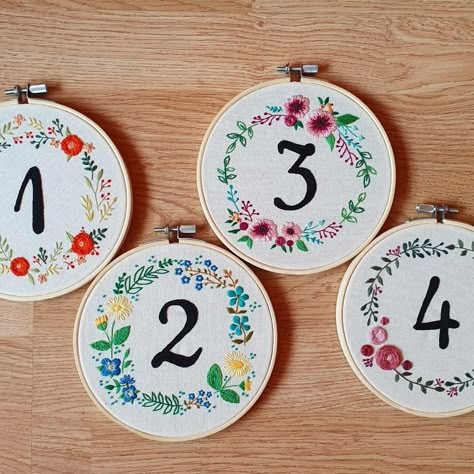 Table Numbers Wedding Diy, Framed Table Numbers, Diy Table Numbers, Table Markers, Unique Cross Stitch, Diy Wedding Table, Wedding Numbers, Wedding Embroidery, Signing Table Wedding