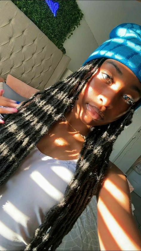 Blackgirl,hair,locs,ideas Curly Faux Locs, Hair Locs, Rainbow Braids, Pretty Dark Skin, New Look Fashion, Pretty Females, Friend Poses, Cute Poses For Pictures