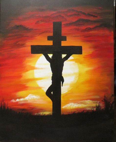 Christian Painting Ideas, Cross Canvas Paintings, Christian Canvas Paintings, Mini Tela, Christian Painting, Easter Paintings, Painting Ideas For Beginners, Christmas Paintings On Canvas, Religious Paintings