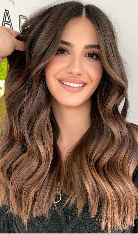 honey blonde balayage, chocolate balayage, hair color , brown hair color , shades of brown hair, brown hair balayage Dark Brown Hair Balayage, Balayage Hair Caramel, Hair Color Caramel, Brown Hair Inspo, Brunette Hair With Highlights, Brunette Balayage Hair, Spring Hair Color, Brown Hair Balayage, Long Dark Hair