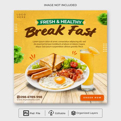 Breakfast Flyer Design, Breakfast Flyer, Menu Poster, Breakfast Menu, Flyer Design, Graphic Resources, Poster Design, Design