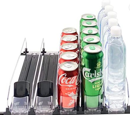 NagTour Drink Organizer for Fridge - Soda Dispenser Display with Smooth and Fast Pusher Glide - Width Adjustable (5, 38CM) Drink Organizer, Soda Dispenser, Drink Shelf, Bottle Organizer, Drink Fridge, Can Dispenser, Water Bottle Storage, Danish Lighting, Fridge Organisers