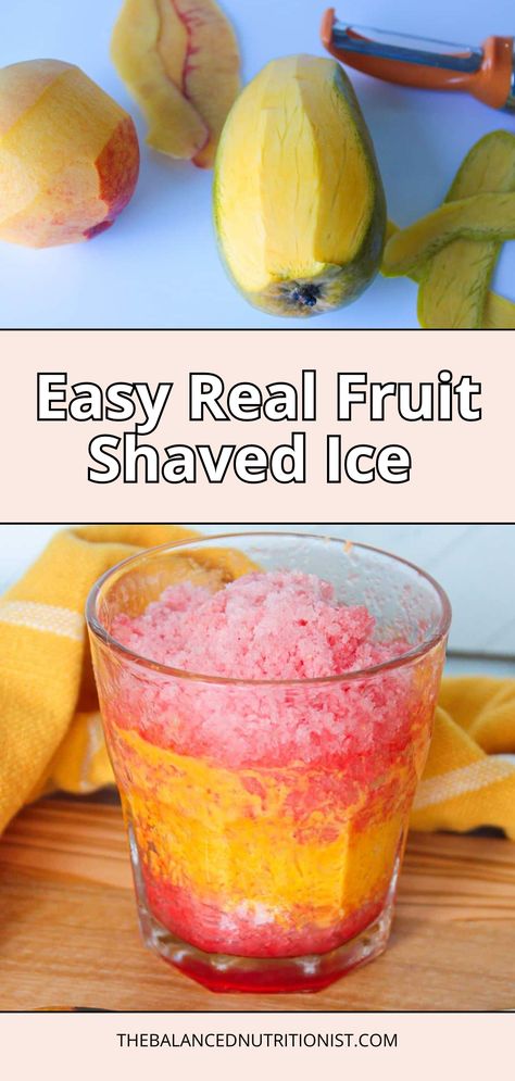 Enjoy frozen fruit shaved ice, a perfect summer dessert that's both healthy and delicious. This fruit recipe uses frozen watermelon, frozen mango, and frozen peach to create a refreshing treat. It's one of those real fruit desserts that's super yummy and easy to make. This frozen fruit recipe is going viral as a popular TikTok shaved ice trend. Shaved Ice Cream, Shaved Ice Dessert, Shaved Ice Recipe, Ice Recipe, Ice Dessert, Nutritious Desserts, Fruit Recipe, Frozen Watermelon, Cold Treats