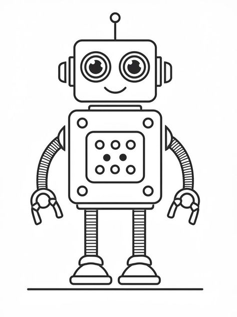 Robot Line Art, Cartoon Robot Drawings, Easy Robotics Projects For Kids, Robot Art Drawing Sketch, Robot Drawing Easy, Robot Drawing Sketches, Robot Drawing Ideas, How To Draw Robots, Robots Art Drawing