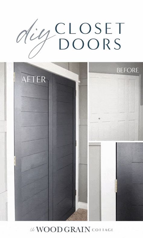 Diy Closet Door Alternative, Shiplap Pantry Door, Closet Doors Ideas Bedroom Diy, Refinishing Bifold Closet Doors, Update Closet Sliding Doors, Mudroom Closet Doors, Diy Closet Doors Bifold, Modern Closet Doors Bedrooms, Transform Closet Doors