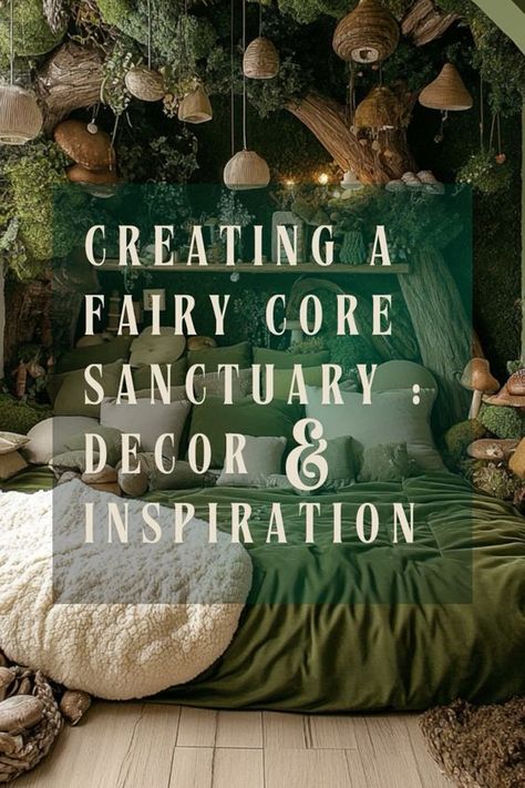 Welcome to the Ultimate Fairycore Room Guide! Transform your space into a whimsical, enchanting haven with our step-by-step guide.   Discover magical decor ideas, from soft lighting and floral accents to vintage furniture and pastel colors. Learn how to incorporate nature-inspired elements, cozy textiles, and charming accessories to create a dreamy, ethereal atmosphere. Whether you're starting from scratch or looking to add finishing touches, this guide offers affordable DIY tips and essential decor items to help you design your perfect fairycore sanctuary.  🧚🏽🧚🏿‍♂️🧚🏽🧚🏿‍♂️  Embrace the magic and let your room reflect your fairycore dreams! 🧝🏿‍♀️🧝🏻‍♀️ Fairy Bedroom Decor Ideas, Enchanted Forest Room Decor Diy, Fairy Inspired Room, Diy Fairycore Decor, Fairy Core Room Decor, Secret Garden Bedroom, Mystic Bedroom, Apothecary Bedroom, Goblincore Stuff