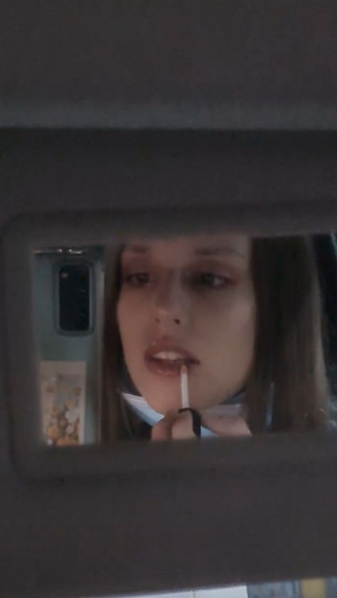 car mirror lipstick gloss make up inspo pic photo stories girl girly pick me girl vibe aesthetic cool that girl it ideia ig snap Lipstick Gloss, Gloss Lipstick, Car Mirror, Lip Gloss, Make Up, Lips, Mirror, Makeup