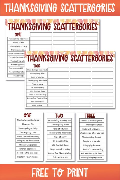 Free printable Thanksgiving Scattergories with three different category lists so you can play all night! It's the perfect Thanksgiving game! Thanksgiving Scattergories Free, Free Thanksgiving Game, Thanksgiving Family Fued Game Free, Thanksgiving Game Printable, Thanksgiving Games For Kids Free, Thanksgiving Games For Family Fun Free Printable Games, Thanksgiving Crossword Free Printable, Thanksgiving Games Free Printable, Thanksgiving Games Free