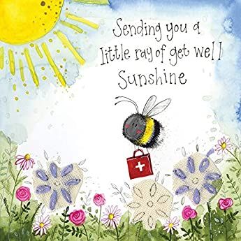 ALEX CLARK Sending Happy Thoughts Bee Sunshine Card : Amazon.co.uk: Stationery & Office Supplies Get Well Card Messages, Get Well Soon Images, Get Well Soon Quotes, Bee Birthday Cards, Sunshine Card, Get Well Messages, Feel Better Quotes, Get Well Quotes, Thinking Of You Quotes