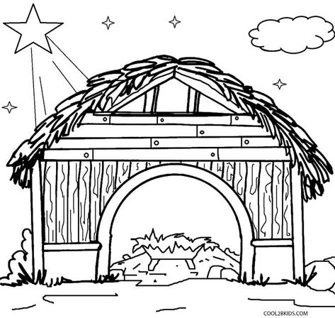 Printable Nativity Scene Coloring Pages for Kids | Cool2bKids Nativity Coloring Pages, Christmas Sunday School, Nativity Star, Jesus Coloring Pages, Nativity Stable, Christmas Manger, Star Coloring Pages, Easy Coloring Pages, Christmas Scene