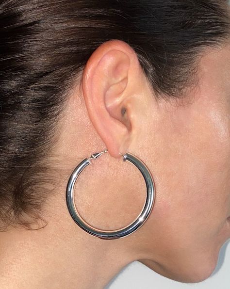 Chunky Silver Hoop Earrings, Modern Hoop Earrings, Large Silver Hoop Earrings, Message Bracelet, Gold Filled Hoops, Silver Bead Bracelet, Autumn Outfits, Sterling Silver Hoop Earrings, Delicate Jewelry