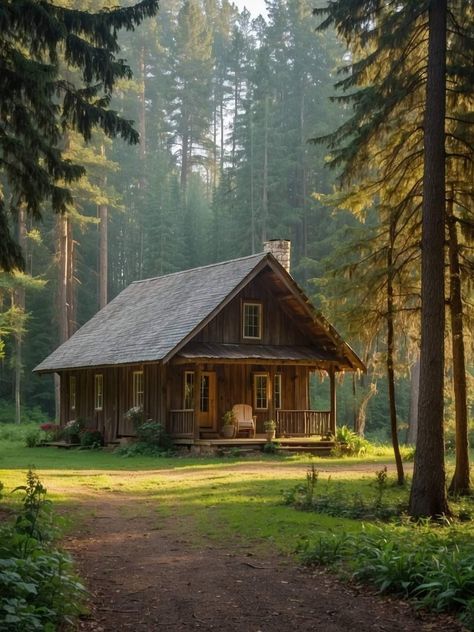 Forest Hut, Cozy Cabin In The Woods, Cute Cottages, Cabin Aesthetic, Log Cabin Rustic, Forest Cottage, Off Grid Cabin, House Sketch, Winter Cabin