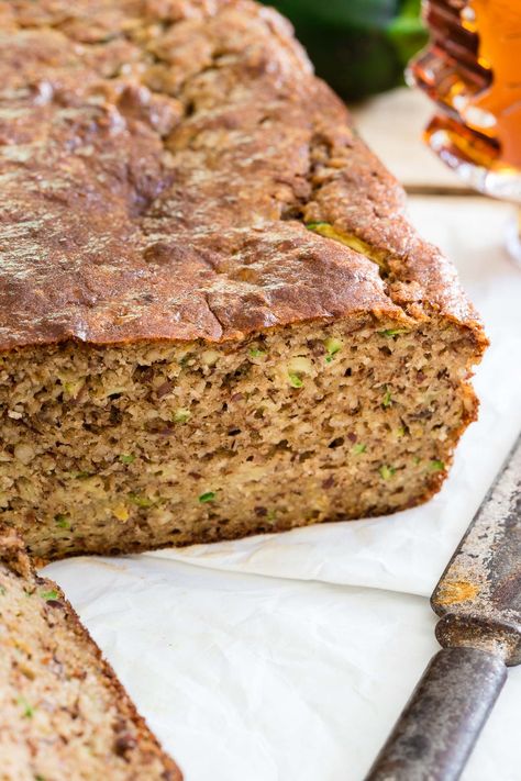 Paleo Almond Zucchini Bread is a grain free, gluten free, dairy free treat… Zucchini Bread With Almond Flour, Bread With Almond Flour, Paleo Zucchini Bread, Paleo Zucchini, Zucchini Banana, Zucchini Banana Bread, Dairy Free Treats, Paleo Bread, Paleo Baking