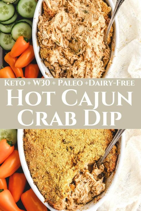 If you're looking for the BEST keto dips, this Hot Cajun Crab Dip recipe is the ultimate crowd-pleaser. Dairy-Free, Gluten-Free, and absolutely divine! Cajun Crab Dip Recipe, Cajun Crab Dip, Keto Appetizer Recipes, Keto Dip, Healthy Little Peach, Cajun Crab, Crab Dip Recipe, Keto Dips, Keto Seafood Recipes