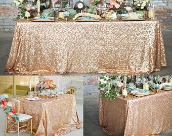 Rose Gold Sequin Tablecloth, Gold Sequin Tablecloth, Lace Top Wedding Dress, Gold Tablecloth, Chiffon Wedding Gowns, Sequin Table Runner, Tafel Decor, Sequin Table, Sequin Tablecloth