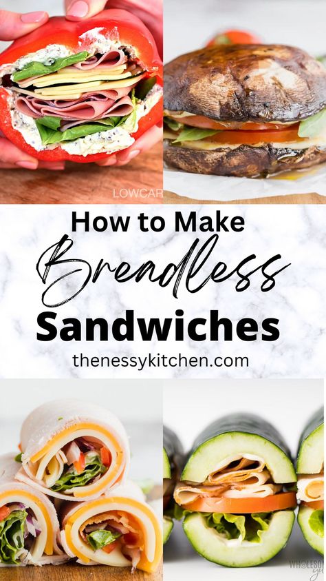 Alternative To Sandwiches Lunches, Wrap Alternatives, No Bread Sandwiches, Lunches Without Bread, Bread Substitute Sandwich, Sandwich Melt Ideas, Bread Free Sandwich Ideas, Meals Without Bread, Sandwich Alternatives