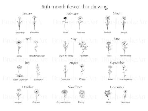 Tattoo Dada, Birthday Flowers By Month, Birthday Flower Tattoo, Birth Month Flower Tattoos, Flowers For Each Month, January Birth Flower, Birthday Month Flowers, Clipart Birthday, January Birth Flowers