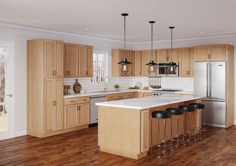 Birch Cabinets vs Maple: Which is the Right Choice? Maple Shaker Kitchen Cabinets, L Shaped Kitchen Cabinets, Cabinetry Diy, Best Countertops, Unfinished Kitchen Cabinets, Unfinished Cabinets, Maple Kitchen Cabinets, Birch Cabinets, Shaped Kitchen