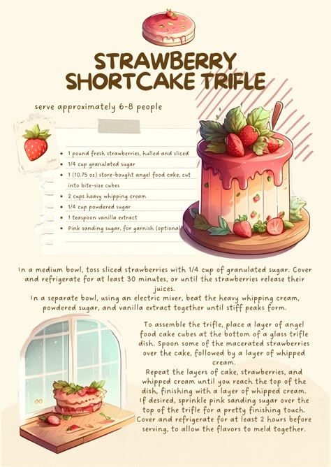 How To Make A Strawberry Shortcake, Cottagecore Dessert Recipes, Dessert Recipes Written, Baking Recipes Strawberry, Recipes For Desserts Easy, Strawberry Shortcake Food, Baking Recipes Uk, Cottagecore Recipes, Strawberry Shortcake Recipe