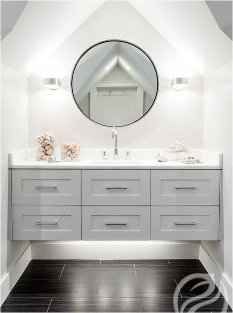 Floating Shaker Style Bathroom Vanity Hampton Style Bathrooms, Hamptons Style Bathroom, Floating Bathroom Vanities, Room Vanity, Bad Inspiration, Floating Bathroom Vanity, Contemporary Bathroom Vanity, Floating Vanity, Modern Shelving