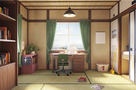 Nobita room in real life on Behance Nobita House Wallpaper, Nobita House, Doraemon House, Animated Room, Ajen Ali, Vtuber Background, Background Zoom, Thumbnail Background, Anime House