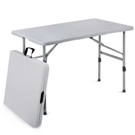 FRONG 22.44'' Rectangular Portable Folding Table For Wheelchairs | Wayfair Adjustable Table Height, Card Table And Chairs, Round Folding Table, School Tables, Foldable Desk, Foldable Table, Outdoor Office, Plastic Table, Adjustable Height Table