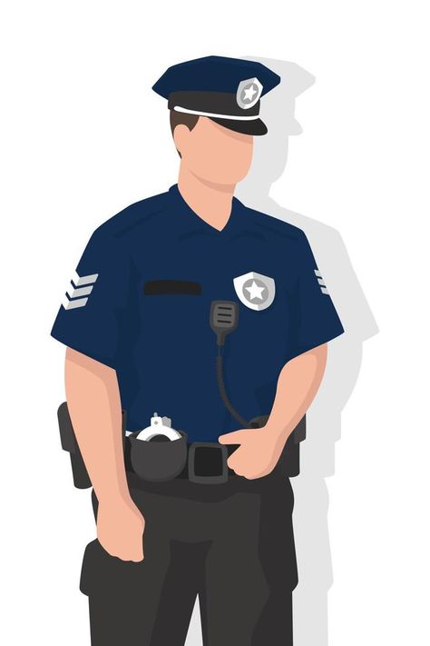 Police man in modern flat style, simple people concept on white background. Police Man Cartoon, Police Man Drawing, Police Collage, Policeman Drawing, Police Background, Police Drawing, Police Art, Police Men, Police Man