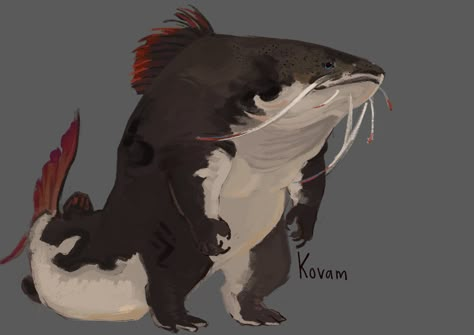 Fantasy Fish People, Weasel Character Design, Fish Creature Design, Candlekeep Mysteries, Dragon Island, Fish People, Dnd Races, Creature Artwork, Fantasy Beasts