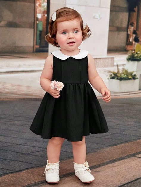 Luna Fashion, Dress With Peter Pan Collar, Frocks For Babies, Baby Girls Dresses, Kids Dress Patterns, Girls Casual Dresses